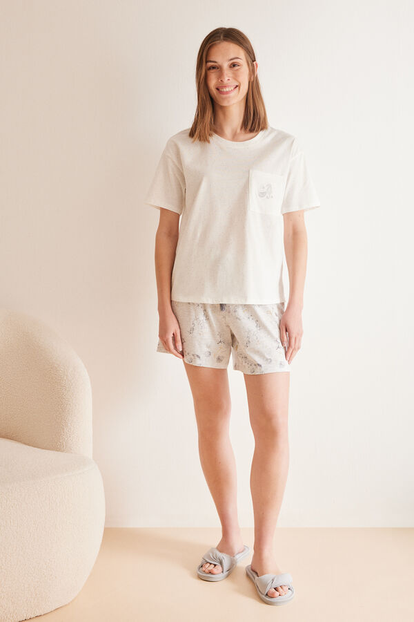 Women'secret Pijama curto 100% algod&atilde;o caballito bege