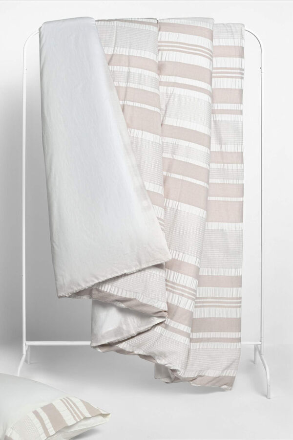 Textura Funda n&oacute;rdica algod&oacute;n rayas. Cama 180-200cm. beige