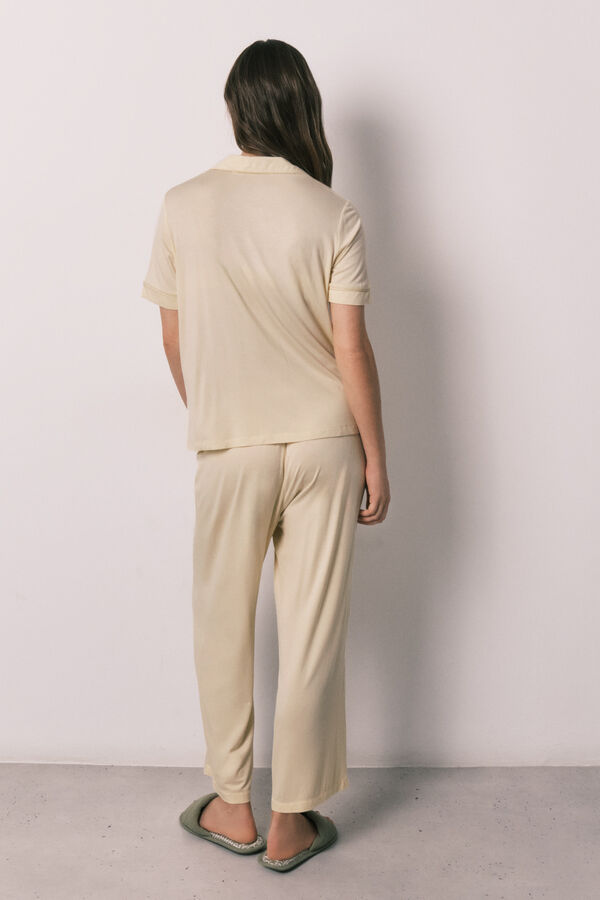 Women'secret Pijama largo camisero amarillo amarillo
