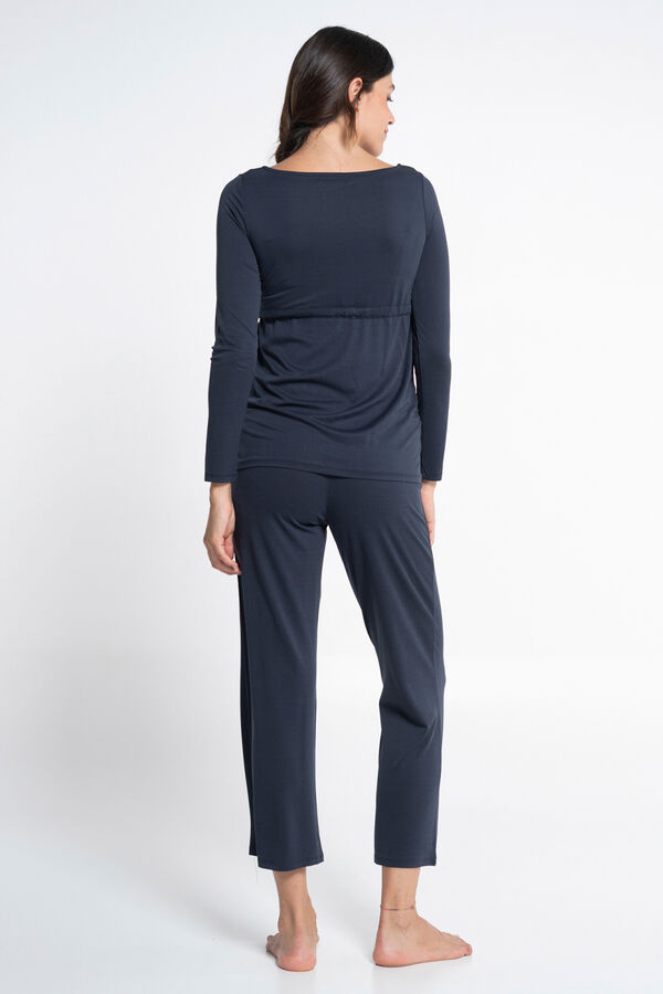 Ohma! Pijama largo falsa chaqueta azul