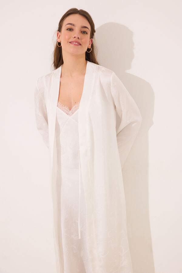 Women'secret Bata larga sat&eacute;n blanca marfil