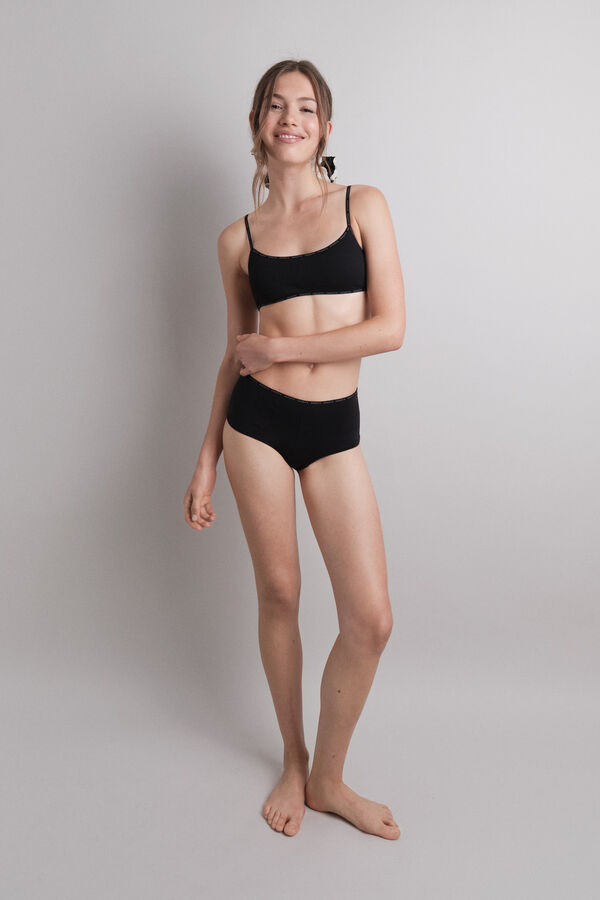 HI&BYE Sujetador top algod&oacute;n copas extra&iacute;bles negro negro