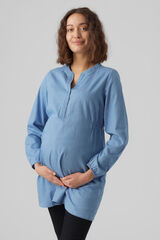 Womensecret Camisa comprida de ganga maternity azul