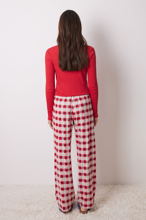 Women'secret Cal&ccedil;a de pijama xadrez vermelha estampado