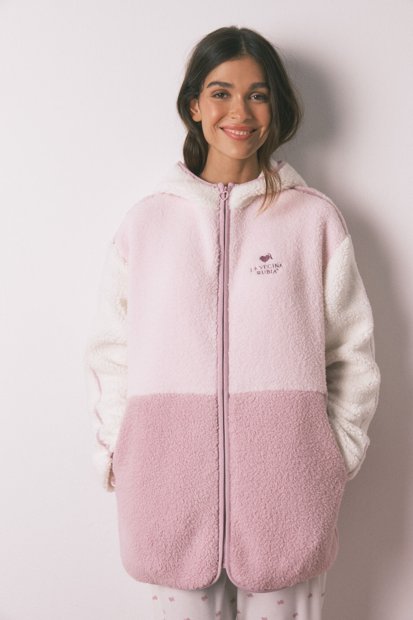 Women'secret Robe de borrego multicolorido com capuz