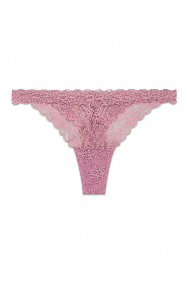 Women'secret Tanga tira encaje rosa rosa