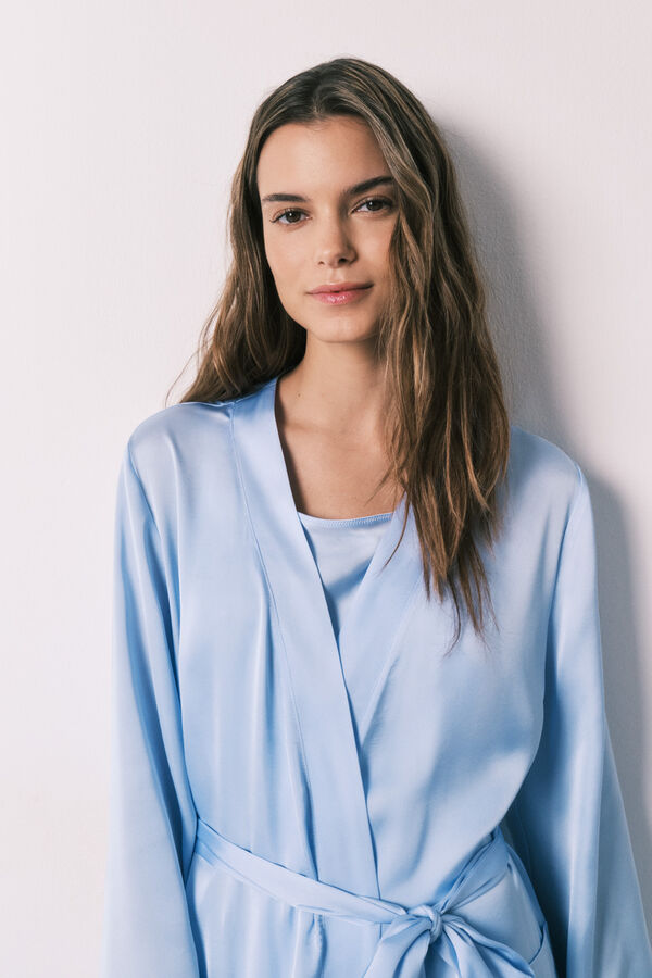 Women'secret Bata midi sat&eacute;n azul azul