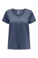 Only Play Camiseta de manga manga curta com gola em V e tecido com efeito &aacute;gua azul