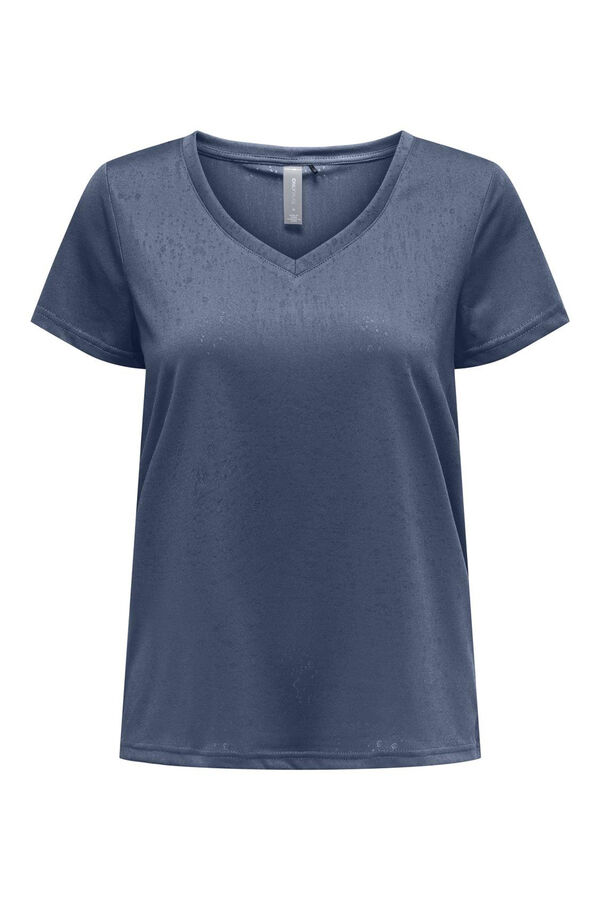 Only Play Camiseta de manga manga curta com gola em V e tecido com efeito &aacute;gua azul