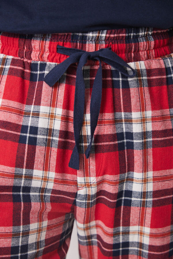 Women'secret Pijama masculino cuadros rojo 100% algod&oacute;n azul
