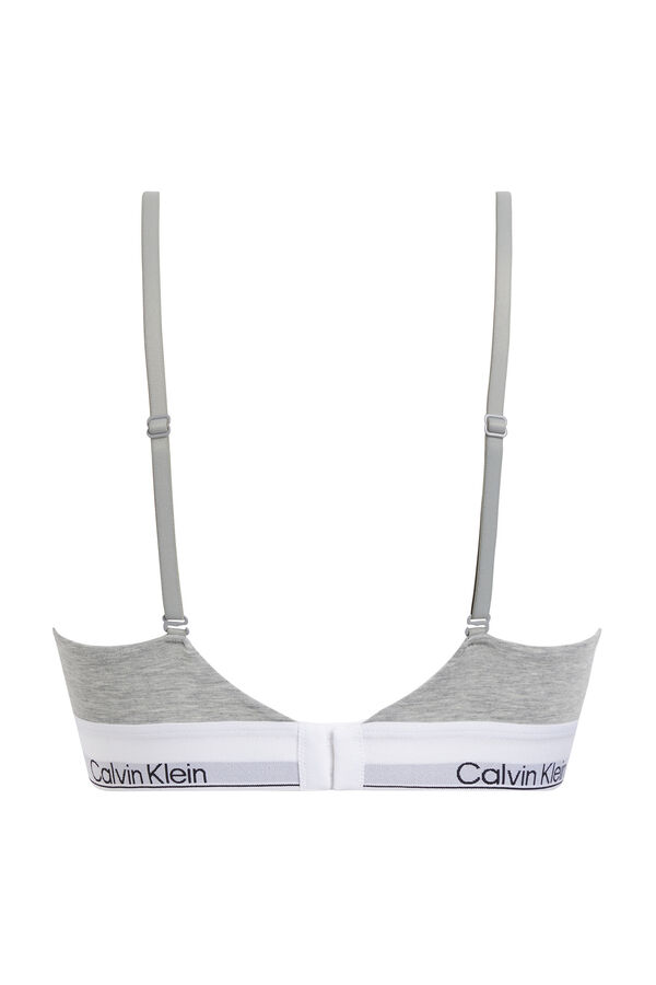 Calvin Klein Sutiã triangular com logo CK cinzento