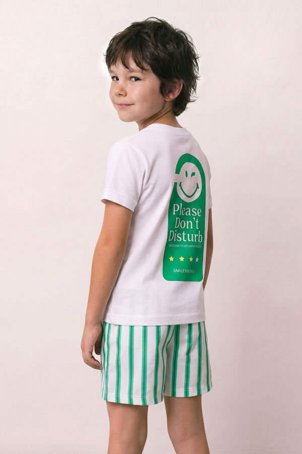 Women'secret Pijama curto infantil em algod&atilde;o SmileyWorld&reg; branco branco
