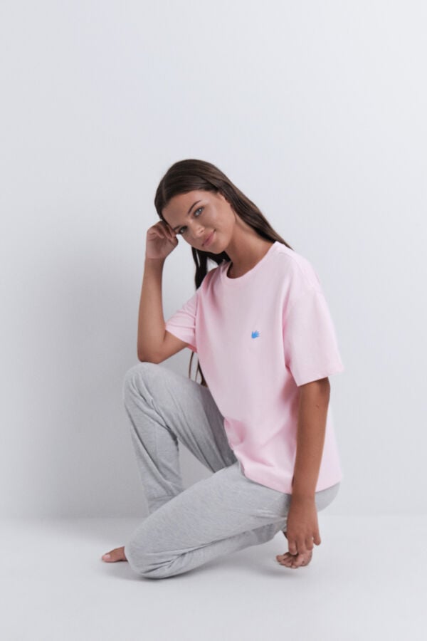 HI&BYE Pijama algod&oacute;n estampado rosa rosa