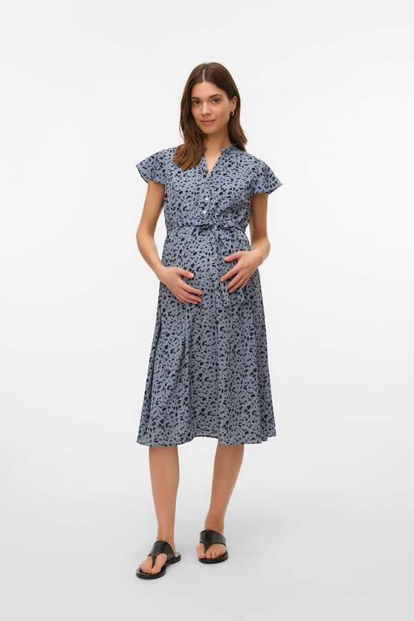 Mamalicious Vestido midi maternity y lactancia azul