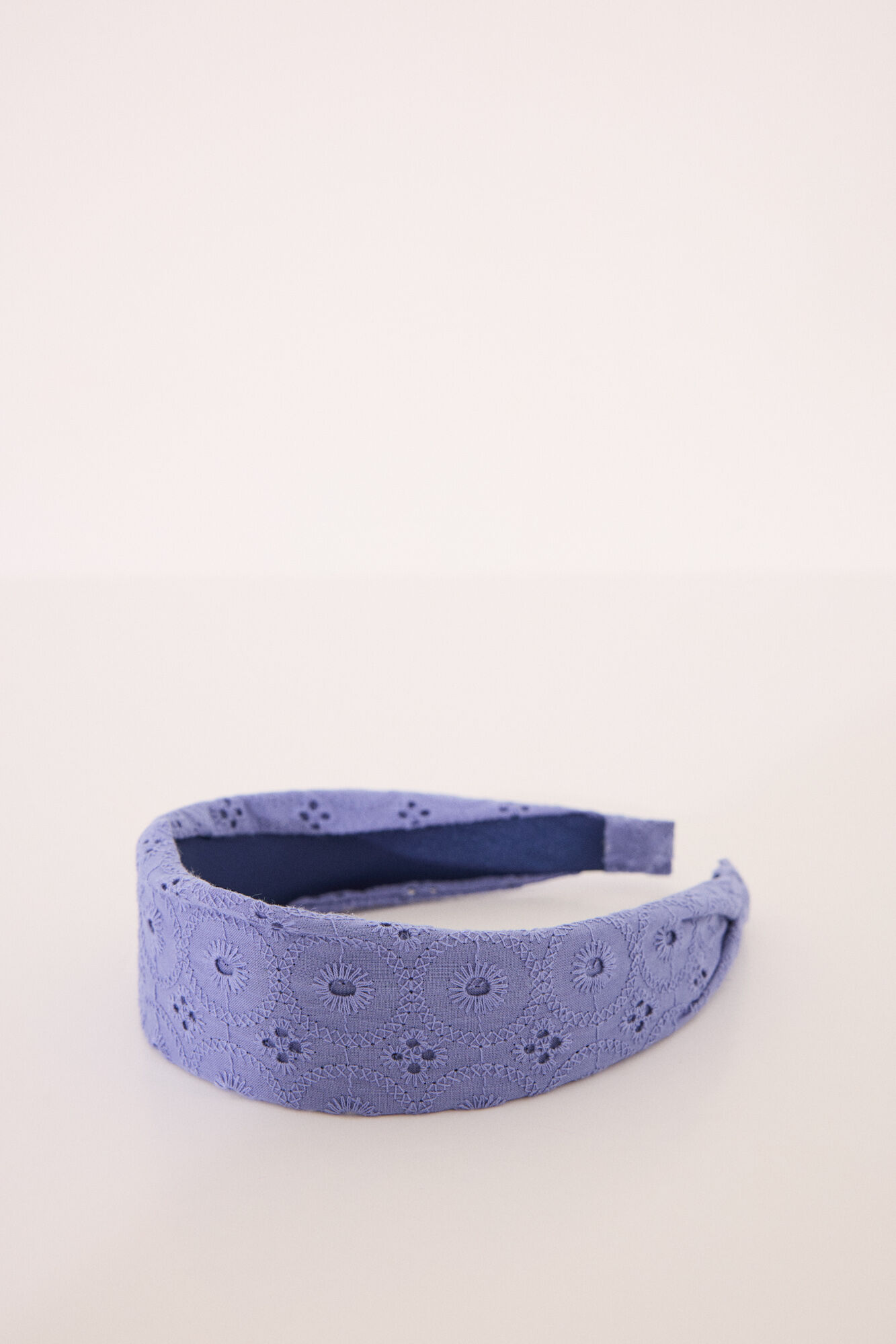 Women'secret Diadema pelo azul y blanco bordado