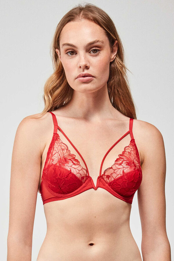 Gisela Sujetador bralette estampado flores rojo
