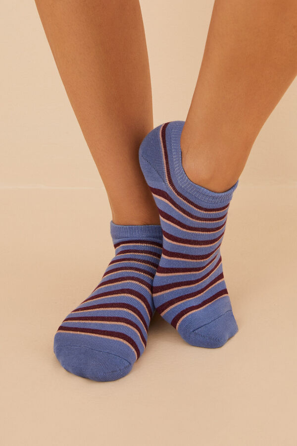 Womensecret Calcetines cortos algodón rayas azul azul