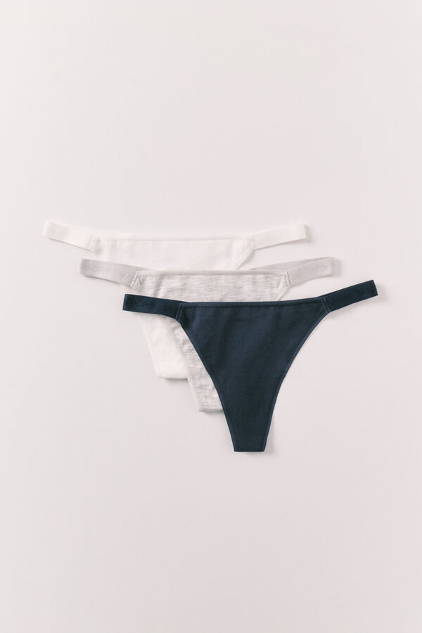 Women'secret Pack 3 tangas tira algod&oacute;n logo blanco
