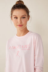 Womensecret T-shirt manga comprida "I DO CARE" rosa