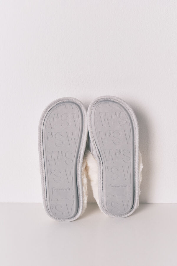 Women'secret Zapatillas casa canal&eacute; pelo gris lurex gris