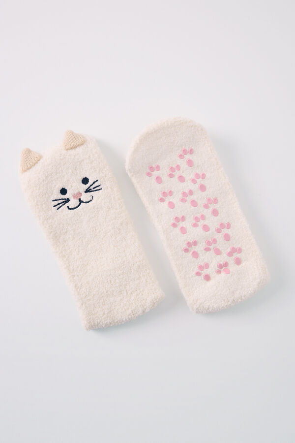 Women'secret Calcetines pelo gato blanco