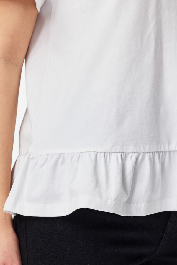Pieces Camiseta volante blanco