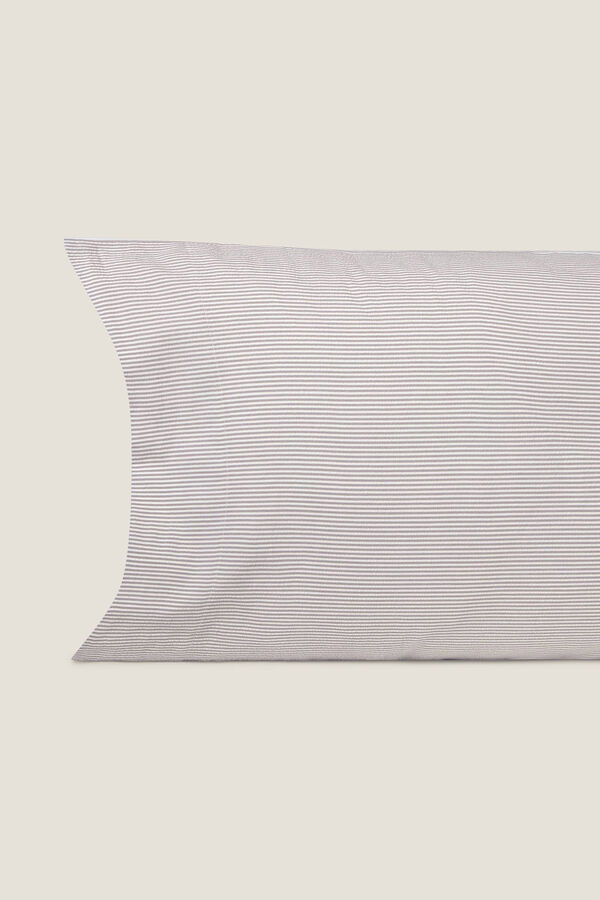 Textura Funda de almohada de rayas reversible gris
