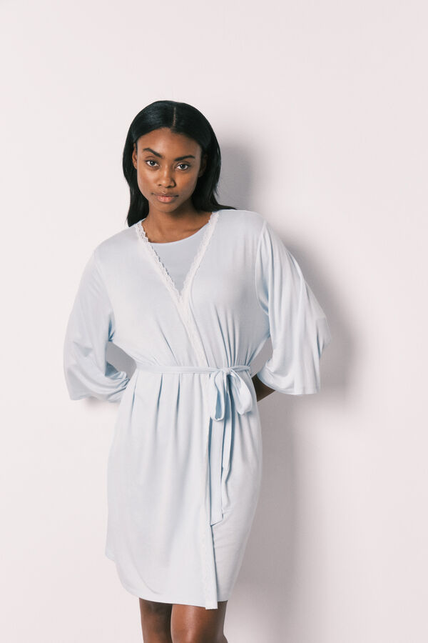 Women'secret Robe midi soft touch em viscose azul azul