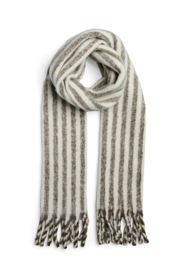 Pieces Bufanda Rayas Larga Flecos gris