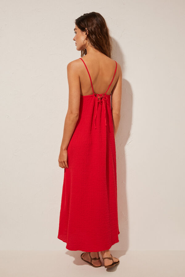 Women'secret Maxi vestido textura rojo rojo