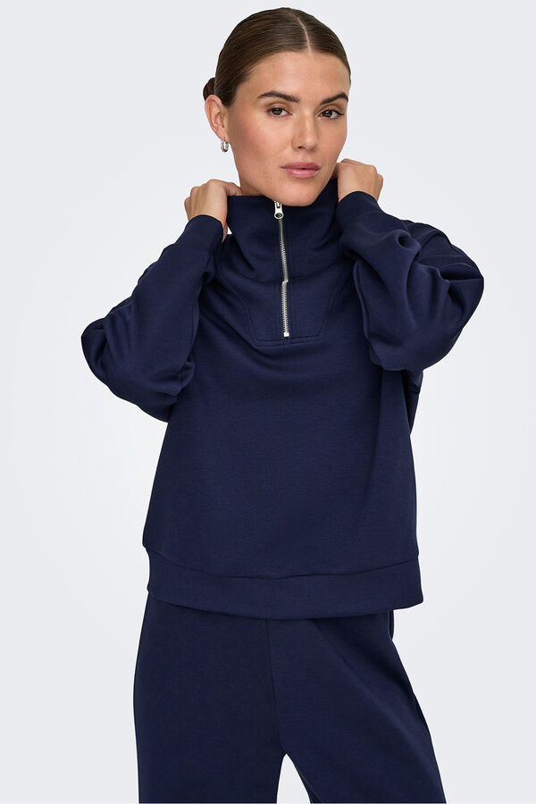Only Play Sudadera zip cuello alto azul