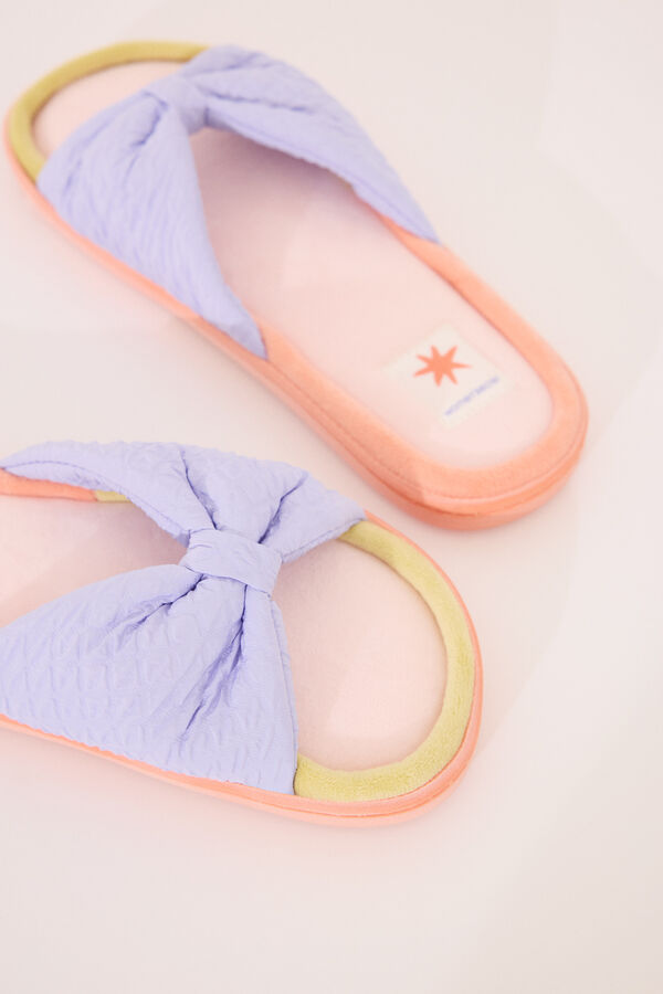 Women'secret Zapatillas abiertas velour lazo blanco