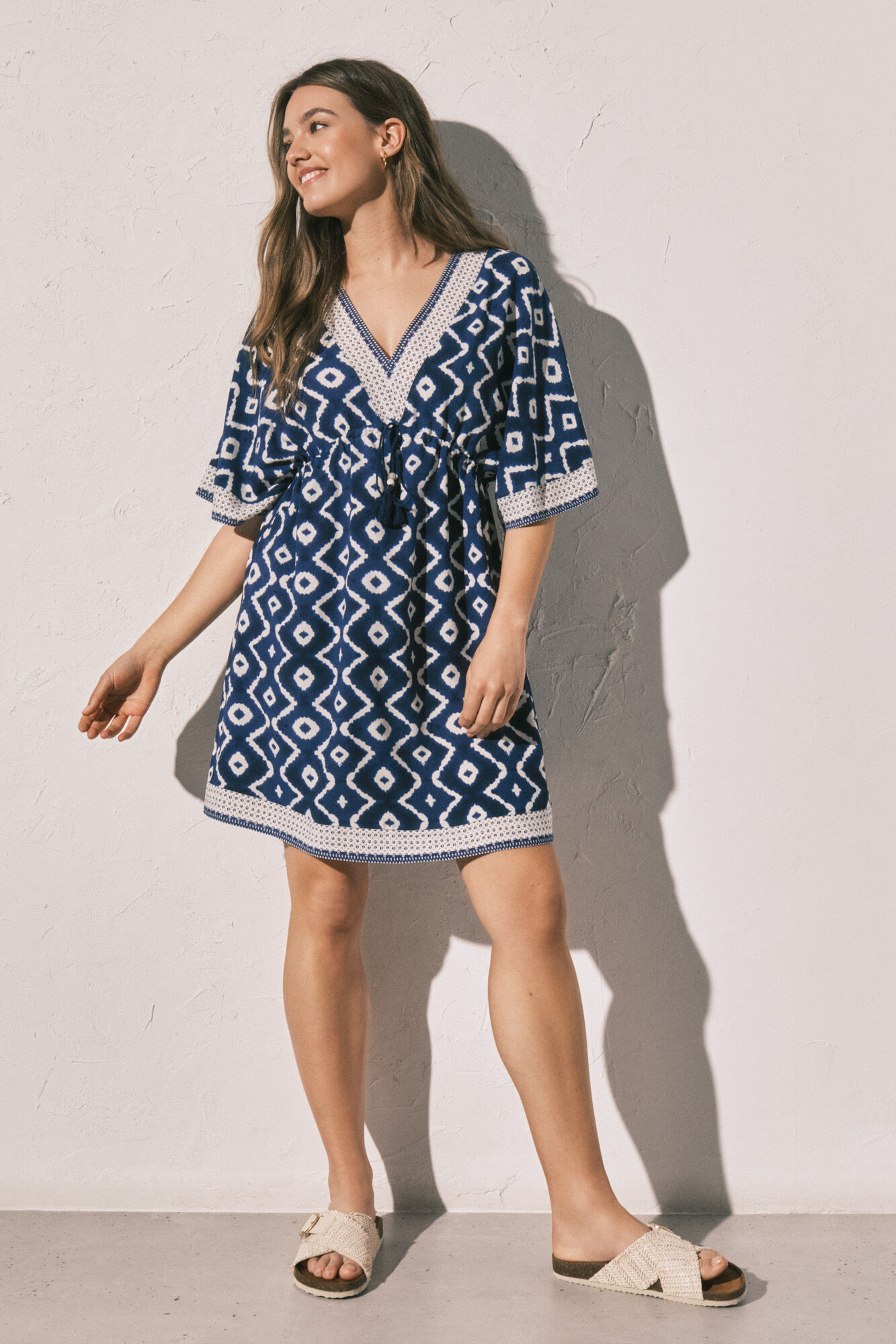 Women'secret Vestido corto camisola estampado azul