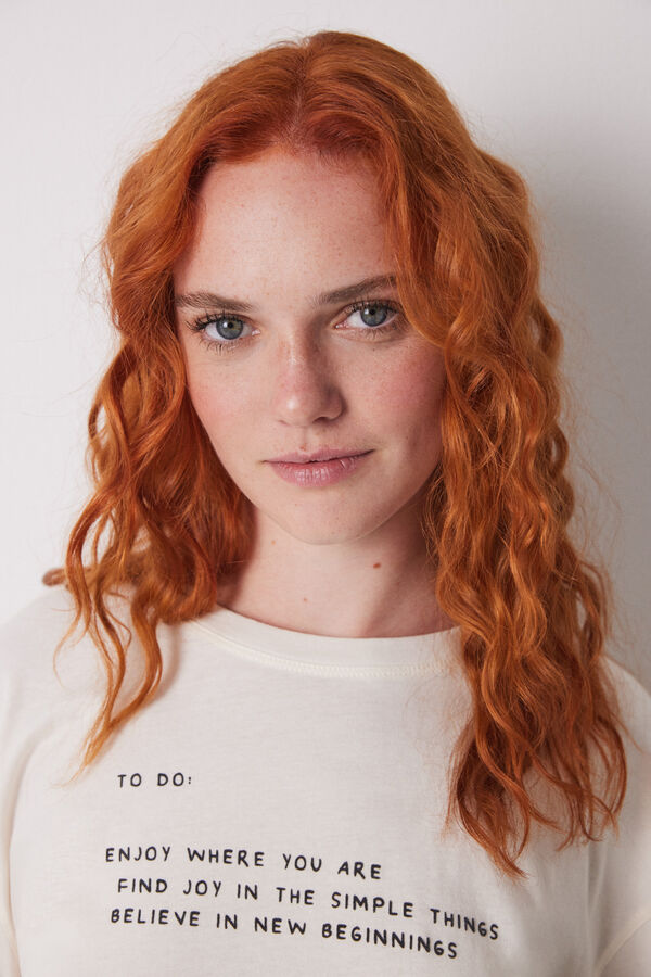 Women'secret Camiseta manga larga 100% algod&oacute;n Snoopy marfil