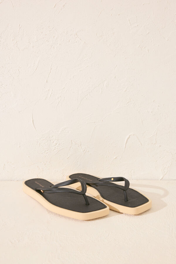 Women'secret Chinelos cobra preta com bico quadrado preto