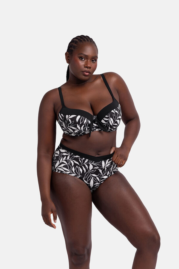 Dorina Calcinha alta estampado preta preto