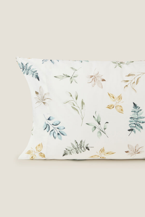 Textura Funda almohada algod&oacute;n hojas en rama verde