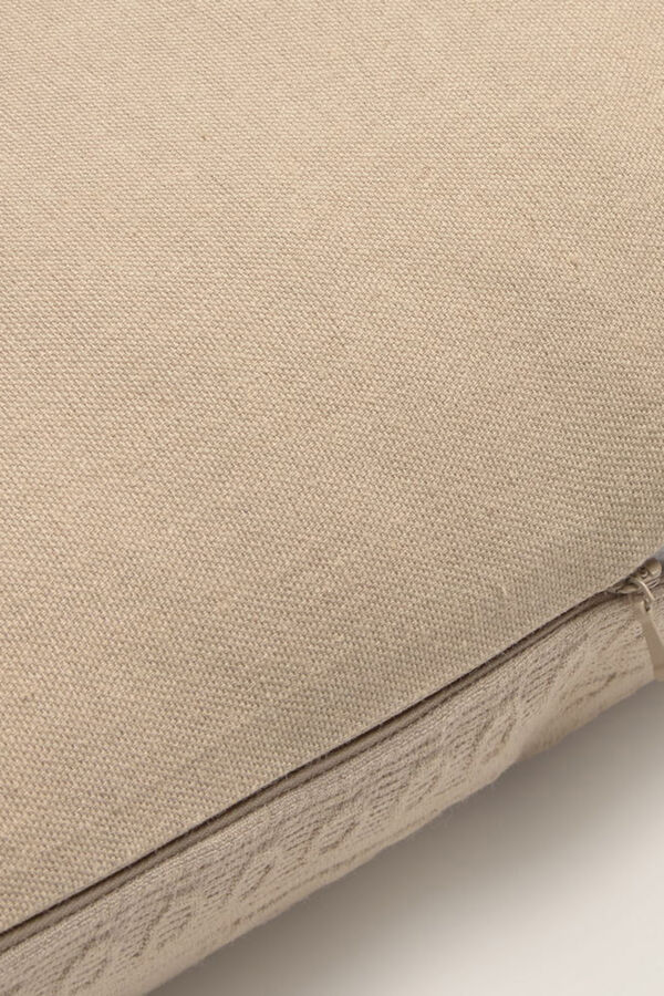 Textura Capa de almofada em algodão jacquard com padrões geométricos castanho