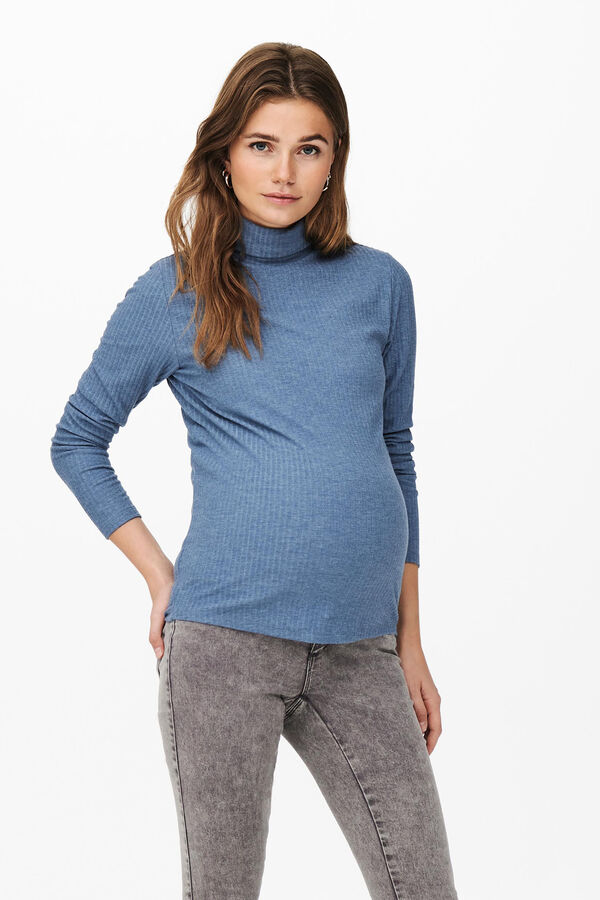 Only Maternity Jersey cuello alto maternity azul