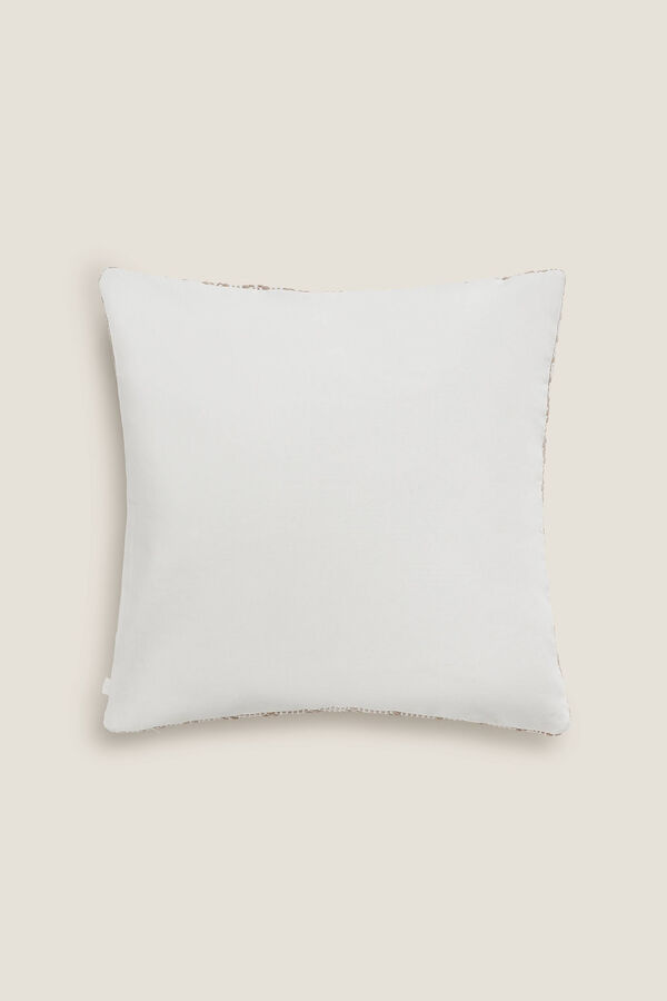 Textura Funda coj&iacute;n bordado geom&eacute;trico beige