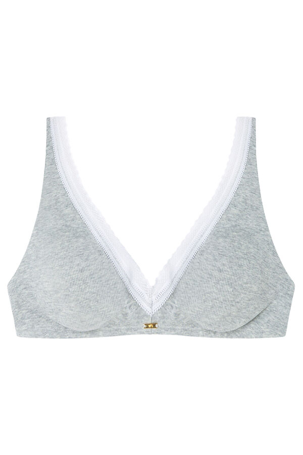 Women'secret FANTASTIC Sujetador triangular halter algod&oacute;n relleno gris gris