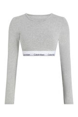 Calvin Klein Camiseta crop mujer CK gris