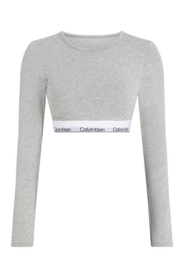 Calvin Klein Camiseta crop mujer CK gris