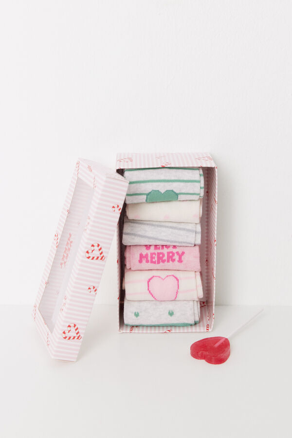 Women'secret Pack de 6 meias altas "Very Merry" estampado