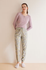 Women'secret Pantal&oacute;n pijama largo 100% algod&oacute;n skinny flores estampado