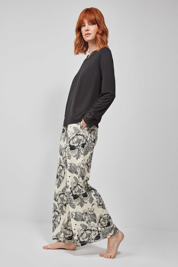 Gisela Pijama largo estampado negro