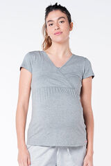 Womensecret Camiseta de pijama maternity lactancia rayas gris