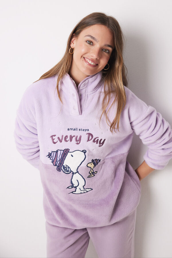 Women'secret Pijama largo polar Snoopy rosa