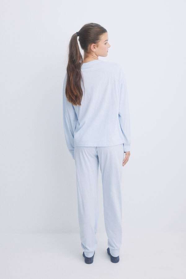 HI&BYE Pijama largo algod&oacute;n azul azul