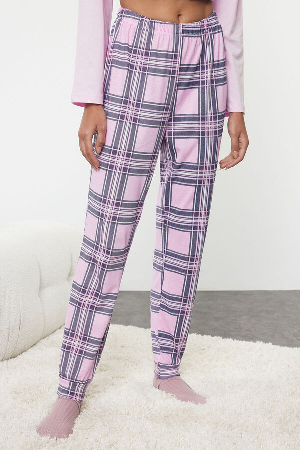 Trendyol Conjunto pijama Navidad cuadros rosa&nbsp; estampado